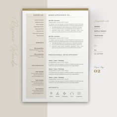 a professional resume template with gold accents on the front and back cover, in two colors