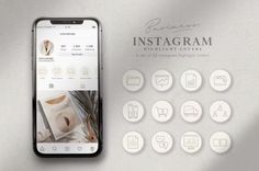 an iphone with the instagramm app displayed on it's screen next to other icons