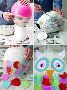 paper mache owl craft for kids to make