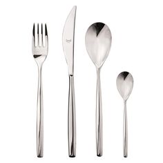 an assortment of silverware including forks, knives and spoons on a white background