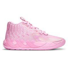 a pink tennis shoe on a white background