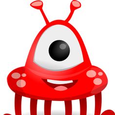 a red cartoon character with big eyes