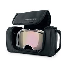 an open black case with goggles in it