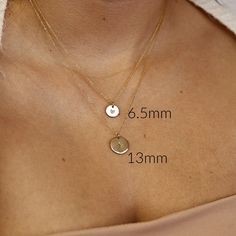 Delicate gold initial disc necklace. Personalized hand stamped gold filled or silver circle necklace. Perfect everyday necklace and great for layering with longer chains or a sweet gift for moms, sisters or friends. *** 14k gold filled, rose gold filled or sterling silver disc. *** Initials stamped by hand. *** Satin finish, hammered or hammered edge. ***Chain is 16"to18"adjustable Disc measurement : 1/2" inches (13mm) diameter. You can choose material ( sterling silver , yellow gold filled or r Delicate Everyday Charm Necklaces With Initial Pendant, Delicate Everyday Charm Necklace With Initial Pendant, Delicate Hypoallergenic Charm Necklaces, Everyday Delicate Hypoallergenic Charm Necklace, Dainty Hand Stamped Charm Necklaces For Everyday, Dainty Hand Stamped Charm Necklace For Everyday, Dainty Hand Stamped Everyday Jewelry, Dainty Hand Stamped Jewelry For Everyday, Dainty Initial Pendant Charm Necklace For Mom