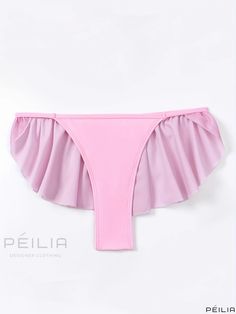 Peilia - Womens Pink Ruffle Trim V String Bikini Bottoms - Glitter Pleat High Stretch Swimming Briefs - Stylish and Alluring Swimwear & Clothing Party Swimwear With Ruffles And Stretch, Summer Party Pink Bottoms, Pink Summer Party Bottoms, Party Swimwear Briefs With Stretch, Stretch Party Swimwear In Brief Style, Corset Mini Dress, Bustiers, Swimwear Outfit, Long Sleeve Mini