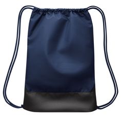 The Nike Brasilia 9.5 Training Gym Sack Navy is a minimal, lightweight bag designed for convenience, featuring an open top for easy access to workout gear. It has shoulder straps that also function as a drawcord for securing contents. The sack is environmentally friendly, made with at least 65% recycled polyester fibers. Product Details: Top-loading compartment is easy to access. Shoulder straps act as a drawcord to cinch down the top closure. Sporty Shoulder Bag Backpack For Outdoor Use, Large Nylon Gym Bag, Sporty Outdoor Shoulder Bag With Adjustable Strap, Sporty Shoulder Bag With Adjustable Strap For Outdoor, Navy Nylon School Bag, Nike Black Backpack For Gym, Sports Nylon Duffle Bag, Sporty Nylon Gym Bag, Nike Black Gym Backpack