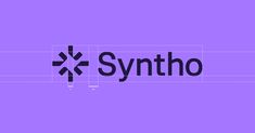 the logo for syntho is shown on a purple and blue background with black letters