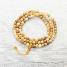 Mala Beads Self-Confidence Yellow Jade Mala ML873 Bottling Up Emotions, Yellow Energy, The Solar Plexus Chakra, Jade Mala, Wrist Mala, Adjustable Knot, Large Bracelet, Yellow Jade, 108 Mala Beads