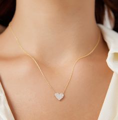 Diamond Heart Necklace, 14K Solid Yellow Gold Diamond Heart Necklace, Dainty Heart Necklace, Minimalist Diamond Heart Necklace White Gold Heart Necklace, Yellow Gold Heart Necklace, Gold Diamond Heart Necklace, Dainty Heart Necklace, Classy Minimalist, Diamond Heart Necklace, Butterfly Necklace Gold, Heart Necklace Diamond, Solid Gold Necklace