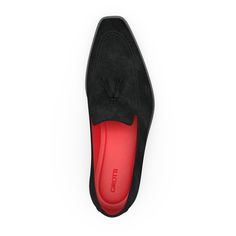 Men`s Tassel Loafers 6711 | Girotti Black Slip-on Loafers With Suede Lining, Black Suede Slip-on Tassel Loafers, Black Suede Loafers With Leather Sole, Elegant Suede Loafers With Red Sole, Classic Black Suede Slip-ons, Classic Black Suede Moccasins, Classic Suede Loafers With Red Sole, Classic Black Moccasins With Suede Lining, Black Suede Dress Shoes With Suede Lining