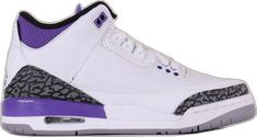 Mid-top Jordan Sports Shoes, Jordan Sports Shoes With Rubber Sole, Nike Jordan Lace-up Sports Shoes, Nike Jordan Shoes With Laces For Sports, Nike High-top Jordan Running Shoes, Jordan 3 Dark Iris, Nike Air Jordan 3, Jordan 3 Retro, Air Jordan 3 Retro