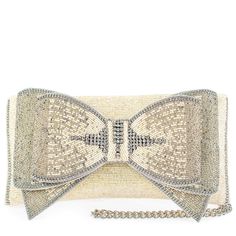 Fancy Bow is for those who want fun and bling in their life. Its unique 3D bow makes it a standout accessory. Fancy Bows, Bow Clutch, Groom Accessories, Mary Frances, Headpiece Jewelry, Bride Accessories, Crossbody Clutch, Unique Materials, Metal Logo