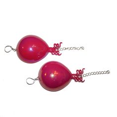 "Big Chain Balloon Earrings These measure a whopping 5.5\" long! Very lightweight. Hooks are sterling plated, extra secure and work with gauges Balloon is plastic, chain is metal NOTE: These are iridescent plastic which has a tendency to show scratches and imperfection. They will not be noticeable when worn, but you may see them up close." Pink Novelty Earrings For Party, Playful Hypoallergenic Jewelry For Party, Playful Hypoallergenic Party Jewelry, Pink Fun Jewelry For Party, Novelty Hypoallergenic Party Earrings, Novelty Hypoallergenic Earrings For Party, Hypoallergenic Novelty Party Earrings, Hypoallergenic Novelty Earrings For Party, Pink Fun Party Jewelry