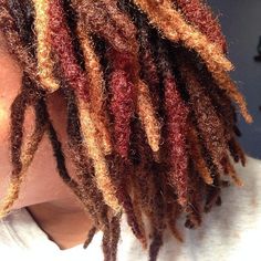 Locs Color Combo, Dreads With Color, Dyed Dreads, Colored Locs, Colored Dreads, Thick Locs, Leda Muir, Dread Head, Hairstyles Natural Hair