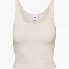 Chill Bergman Tank In Heather Light Oatmeal By Tna From Aritzia. This Is Tight, Fitted, Soft Tank Top With A Scoop Neckline (Scoopneck) In The Front And Back And In A Heather / Melange Cream Or Light Beige Color. Condition: Perfect; Never Worn But Without Tags Material: Jersey, 95% Cotton, 5% Elastane Made In Cambodia Article # 68359 Measurements: Size Medium (M) Bust (Along Front): 41cm Length: 52cm (Hits Around Belly-Button Length) Fitted Beige Crew Neck Tank Top, Casual Oatmeal Tops For Summer, Casual Oatmeal Summer Tops, Simple Beige Top For Everyday, Simple Everyday Beige Top, Fitted Neutral Tank Top For Summer, Fitted Beige Top For Everyday, Simple Beige Tops For Summer, Simple Beige Summer Tops