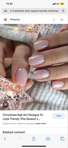 Christmas Shellac Nails, Snowflake Nail Design, Taupe Nails, Glitter Accent Nails, Hard Gel Nails, December Nails