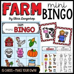 farm mini bingo game for kids to play