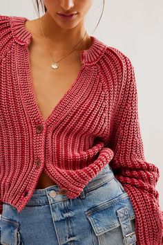 Sweet Nothing Cardi | Free People Chunky Cable Knit Cardigan, Winter Streetwear, Free People Cardigan, Winter Fashion Outfits Casual, Chunky Knit Cardigan, Sweater Collection, Cozy Knit, Sweet Nothings, Free People Sweater