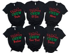 If you're looking for a unique and personalized Christmas gift, consider purchasing a family christmas tee from our store. Our custom christmas tees are perfect for matching your family's Christmas outfit and will make for a fun and festive addition to your holiday decor. Whether you're hosting a small get-together or planning a larger celebration, our family christmas tees are sure to bring joy to everyone in attendance. - High quality and super soft, comfortable shirt. Made with DTF (direct to Customizable Christmas T-shirt, Customizable Crew Neck Christmas T-shirt, Customizable Cotton Christmas T-shirt, Customizable Short Sleeve Christmas Tops, Black T-shirt With Christmas Print, Customizable Christmas Gift Tops, Dear Santa Shirts, Christmas Quote Shirts, Family Christmas Outfits