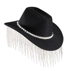 PRICES MAY VARY. ✨Comfortable Material - This hat is made of 65% cotton and 35% polyester, which is lightweight and skin-friendly. It is comfortable to wear for a long time without feeling uncomfortable and is very affordable and durable ✨Exquisite Design - The rhinestones of this cowboy hat sparkle under the light and combine fashion elements to make you the center of attention, perfect for everyday or party wear ✨Size - The head circumference of the hat is 56-58cm/22-22.8 inches, which is suit Western Style Fedora For Winter Parties, Western Style Winter Fedora For Party, Western Style Winter Party Fedora, Western Mini Hat With Flat Brim For Party, Silver Summer Hat For Rodeo, Western Style Mini Hat With Flat Brim For Party, Western Flat Brim Hats For Party, Western Flat Brim Party Hats, Silver Summer Rodeo Hat