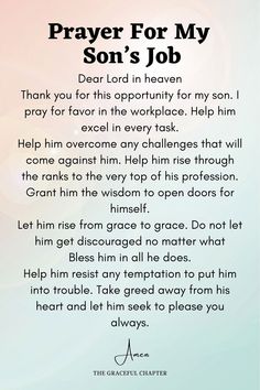 the prayer for my son's job