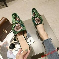 Apricot Heels, Velvet High Heels, Half Slippers, Green Flats, High Heel Slippers, Green Heels, Women Slides, Heel Slippers, Comfortable Flats