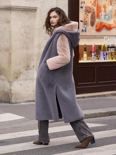 Composition : Shell: 100% polyester / lining: 97% polyester, 3% polyurethaneColor : ShadowCountry of Origin : KOREA Maxi Vest, Faux Fur Coat, Faux Fur, Composition, Jackets & Coats, The Originals, Clothes For Women, Clothes