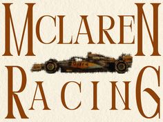 a book cover for racing by michael mccaren, with an image of a race car