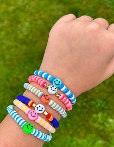 These smiley bracelets will surely make YOU smile! These are handmade with love and care! Cheerful Adjustable Friendship Bracelets As Gift, Playful Handmade Friendship Bracelets For Everyday, Cheerful Handmade Adjustable Bracelets, Adjustable Playful Friendship Bracelets, Trendy Everyday Bracelet With Smiley Face, Trendy Everyday Bracelets With Smiley Face, Blue Playful Friendship Bracelets, Casual Adjustable Smiley Face Friendship Bracelets, Playful Blue Friendship Bracelets