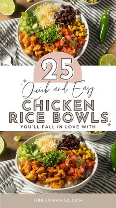 25 Flavorful Chicken Rice Bowls to Meal Prep Chicken Rice Lettuce Bowls, Rice Bowls Healthy Chicken, Healthy Easy Bowl Recipes, Recipes For Bowl Meals, Chicken Bacon Ranch Rice Bowl, Grilled Chicken And Rice Bowls, Grain Bowls Meal Prep, Blackened Chicken Bowl Recipe, Yum Yum Bowl Recipe