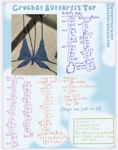 the instructions for crochet butterfly top