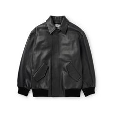 Leather is the true anchor of each Loewe collection, it's what the brand was founded on back in 1846. One of our buyers' favourites for SS24, this bomber jacket has been crafted in Italy from grained nappa calfskin that's precisely cut for a streamlined yet slouchy fit. Ribbed-knit trims frame the hem and cuffs. Luxury Streetwear Varsity Jacket With Padded Collar, Luxury Varsity Jacket With Padded Collar For Streetwear, Luxury Leather Jacket With Padded Collar For Business, Classic Leather Varsity Jacket, Classic Leather Varsity Jacket For Winter, Classic Biker Jacket With Padded Collar For Work, Luxury Leather Jacket With Padded Collar For Work, Classic Leather Varsity Jacket For Streetwear, Classic Leather Jacket With Ribbed Collar