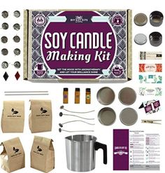 the soy candle making kit is in its packaging