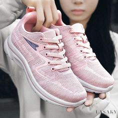 Lasaky - Couples Casual Sports Shoes with Soft Soles Flat Sports Sneakers, Flat Sneakers With Rubber Sole For Sports, Flat Sports Sneakers With Rubber Sole, Sports Sneakers With Rubber Sole, Sporty Flat Sneakers For Sports, Sporty Slip-on Sneakers With Flat Heel For Sports, Sporty Sneakers For Sports, Sporty Slip-on Sneakers With Flat Heel, Pink Walking Shoes For Light Sports