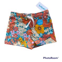 Floral Print Nwt Carter’s Drawstring Shorts. 100% Cotton. Size 4t. 616bwn2f3hs3 Multicolor Playtime Shorts For Spring, Multicolor Spring Shorts For Playtime, Multicolor Spring Playtime Shorts, Playful School Shorts With Pockets, Spring Playtime Shorts With Pockets, Playful Orange Bottoms For Spring, Orange Cotton Bottoms For Playwear, Orange Cotton Shorts For Spring, Spring Orange Cotton Shorts