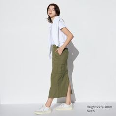 Easy Cargo Skirt | UNIQLO US Spring Stretch Cargo Skirt With Pockets, Stretch Cargo Skirt With Pockets For Summer, Summer Stretch Cargo Skirt With Pockets, Stretch Cotton Cargo Skirt With Pockets, Versatile Skirt With Stretch And Pockets, Casual Cotton Stretch Cargo Skirt, Casual Cargo Skirt With Pockets, Casual Khaki Skirt With Pockets, Relaxed Solid Cargo Skirt With Pockets