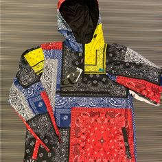 Brand New With Tags Black-2x,Large Purple-Xl,Large, Casual Multicolor Patchwork Windbreaker, Purple Patchwork Outerwear For Streetwear, Urban Multicolor Windbreaker For Streetwear, Multicolor Windbreaker With Pockets For Streetwear, North Face Jacket Mens, Life Jackets, Navy Blue Sweater, Mens Windbreaker, Life Jacket