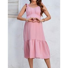 Elevate your maternity wardrobe with this enchanting Missky maxi dress, perfect for any summer occasion or a special baby shower. This dress features a delightful sweetheart neckline and charming ruffle sleeveless design that complements the feminine silhouette.

- Material: Polyester and Spandex
- Color: Light Pink
- Size: 2XL
- Gender: Female
- Age Group: Adult

Crafted from a blend of polyester and spandex, this dress offers a soft, breathable feel with a lightweight fabric that ensures comfo Light Pink Maxi Dress, Shower Light, Pink Maternity Dress, Maternity Wardrobe, Dress With Ruffle Sleeves, Maternity Tank Tops, Women Nurse, Pregnancy Wardrobe, Maternity Maxi