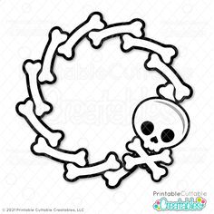 a skull and crossbones circle cutout with the word, printable cutouts