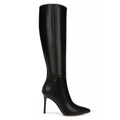 Crafted From Glossy Leather, Veronica Beard’s Lisa Boots Feature An Alluring Stiletto Heel With A Knee-High Calf. Leather Upper Pointed Toe Side Zip Closure Leather Lining Padded Insole Leather Sole Msrp $695 Size Self-Covered Stiletto Heel, 3.75” (95mm) Condition: Floor/Display/Sample Item...New With Box...Purchased From A High End Fifth Avenue Store.. Line On Inside Label Done By The Department Store To Prevent Illegal Store Return Elegant 4-inch Heel Boots For Work, Chic Boots With Pointed Toe And Removable Insole, Chic Pointed Toe Boots With Removable Insole, Elegant Boots With Removable Insole And Pointed Toe, Pointed Toe Heels With Leather Lining For Night Out, Elegant Pointed Toe Boots With Removable Insole, Elegant Closed Toe Boots With Reinforced Heel, Elegant Faux Leather Boots With Padded Heel, Elegant Closed Toe Heeled Boots For Office