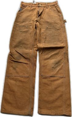 Vintage Brown Cargo Pants, Vintage Cargo Pants For Streetwear, Vintage Pants With Belt Loops For Streetwear, Vintage Straight Leg Work Pants For Streetwear, Mens Carhartt, Carhartt Double Knee, Workwear Jeans, Trouser Pants, Mens Jeans