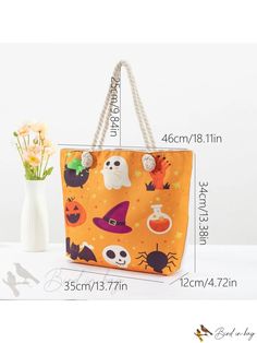 Bird in Bag - Simple Elegant Shopping Tote Bag Ghost Pumpkin, Pumpkin Print, Shopping Tote Bag, Diy Supplies, Halloween Skull, Shoulder Tote Bag, Shopping Tote, Bag Bag, Bird In Bag