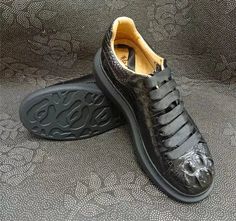 Searching for a fresh way to elevate your style? Consider investing in these men's casual shoes. Designed with a notable alligator pattern, they exude charm and novelty. Crafted from crocodile skin leather upper, they ensure durability and longevity. The lace-up closure provides a secure fit, while the rubber outsole offers traction and stability. With a full-grain leather insole, they provide comfort and support. Don't miss out—it's hot-selling!SpecificationsBrand Name: GeraldBlack Shoes Type: BasicOrigin: Mainland ChinaSeason: Spring/AutumnUpper Material: Crocodile SkinFit: Fits true to size, take your normal sizeModel Number: LKC-0597Closure Type: Lace-upItem Type: casual shoesDepartment Name: AdultOutsole Material: RubberPattern Type: SolidOccasion: CasualInsole Material: Full Grain Le Lace-up Leather Shoes With Crocodile Pattern, Leather Lace-up Sneakers With Crocodile Pattern, Lace-up Leather Sneakers With Crocodile Pattern, Casual Lace-up Patent Leather Shoes, Black Low-top Sneakers With Crocodile Pattern, Casual Patent Leather Shoes With Textured Sole, Black Leather Shoes With Alligator Pattern, Luxury Low-top Crocodile Pattern Sneakers, Alligator Pattern