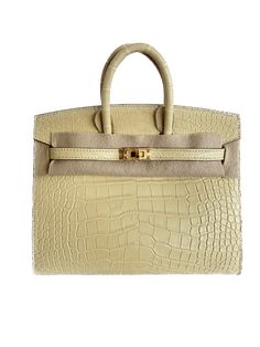 Hermès Birkin 20 Vanilla Alligator Mississippiensis With Gold Hardware Luxury Beige Shoulder Bag With Crocodile Pattern, Mansions Interior, Luxury Mansions Interior, Luxury Mansions, The Bag, Gold Leather, Hermes Birkin, Full Set, Alligator