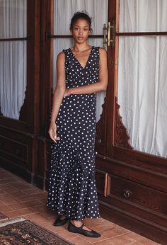 Ciao Lucia Hedia Dress Polka Dot Ciao Lucia, Glamorous Fashion, Instagram Dress, Satin Evening Dresses, Ruffled Neckline, Polka Dot Skirt, Pack Your Bags, Strapless Tops, Polka Dress