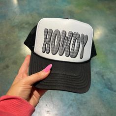 Online Exclusive | Checkered Howdy Foam Trucker Cap in Black and White - Giddy Up Glamour Boutique Charlie 1 Horse Hat, Merch Design, Giddy Up Glamour, White Caps, Go Ahead, Fall Vibes, Trucker Hats, Trucker Cap, Cute Quotes