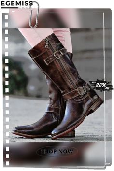 Comfort Side Zipper Boots Adjustable Buckle Low Heel Outdoor Boots Flat Heel Boots With Zipper Closure For Fall, Flat Heel Boots With Zipper For Fall, Wide Calf Moto Boots With Flat Heel For Fall, Fall Moto Boots With Zipper Closure, Casual Mid-calf Boots With Zipper For Fall, Casual Fall Mid-calf Boots With Zipper, Fall Moto Boots With Wide Calf And Zipper, Closed Toe Boots With Zipper For Fall, Fall Wide Calf Moto Boots With Zipper