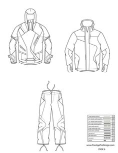 an image of the front and back views of a snowboarder's jacket