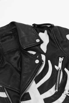 The SKELETON DEUCE BIKER Jacket is inspired by the original Perfecto Biker Jacket and embraces the rebellious attitude cultivated by its predecessor with an added contemporary edge. Cut in a perfected slim fit & crafted from a light weight, 100% lamb leather. Finished with signature hardware, a belted waist, shoulder vents and off white skeleton bones print.
 

The Sold-Out Skeleton Deuce Biker Jacket﻿ is available in limited quantities to purchase for. PRE-ORDER NOW. Skeleton Bones, The Skeleton, Signature Hardware, Biker Jacket, Black Shorts, Nike Logo, Vintage Black, Pre Order, Skeleton