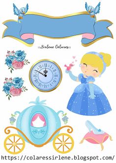 an image of children's stickers with princesses and carriages on them